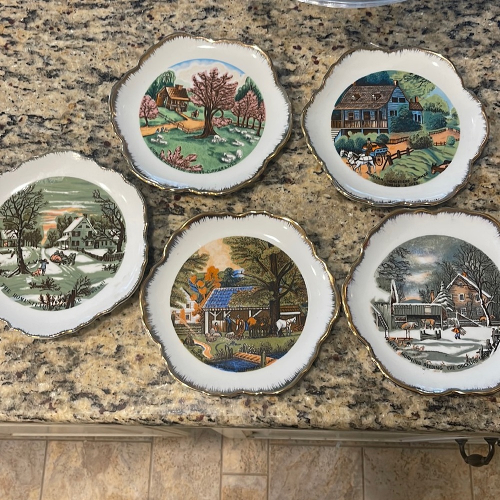 Currier and Ives decorative wall plates seasons